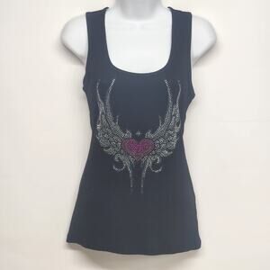 Sweet N' Kool Women's Large Black Tank Top 100% Cotton Ribbed Essential Knit Vtg